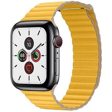 COTEetCI kožený magnetický řemínek Loop Band pro Apple Watch 42 / 44 / 45 mm žlutý - Řemínek