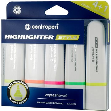 

CENTROPEN zvýrazňovač style 6252 4+1 ks
