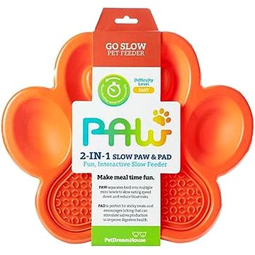 

PetDreamHouse Interaktivní miska proti hltání Paw Slow oranžová 36cm