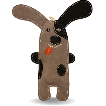 

PafDog Pejsek Willy z kůže a juty černo-šedý - 32 cm