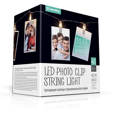

ColorWay CW-LCP-40L42B, Párty fotokolíčky, vánoční dekorace, 20x LED, 4,2 m, 3x AA