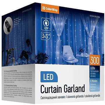 

ColorWay CW-GW-300L33VBL, LED vánoční girlanda, 300x LED, Modrá, Délka 3 x 3 m
