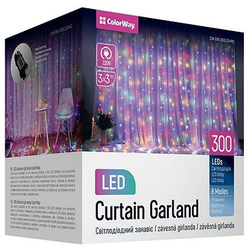 

ColorWay CW-GW-300L33VMC, LED vánoční girlanda, 300x LED, Vícebarevná, Délka 3 x 3 m