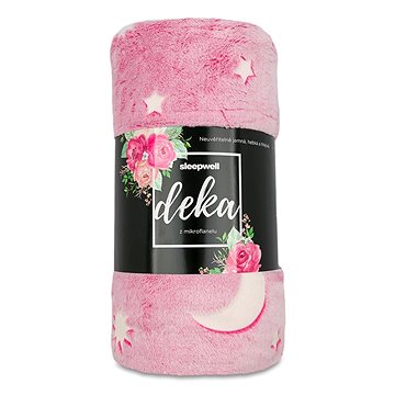 

Svitap sleepwell Mikroplyšová svítící deka Hvězdy růžové