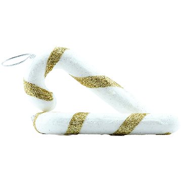 

DECOLED Vánoční dekorace - berlička lízátko, zlatá/bílá, 12 cm, 10 ks