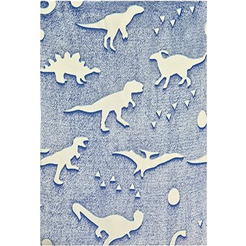 

4sleep Mikroplyšová deka svítící ve tmě, 150 × 200 cm - dino bílý na modré