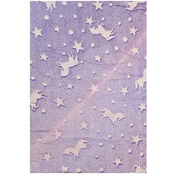 

4sleep Mikroplyšová deka svítící ve tmě, 150 × 200 cm - jednorožec fialový