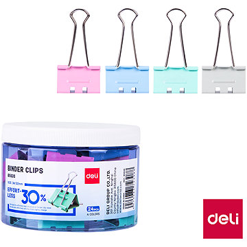 DELI Binder clip bez námahy 32 mm, pastelové barvy - balení 24 ks