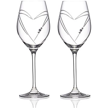 

Diamante sklenice na bílé víno Hearts s kamínky Swarovski 360ml 2KS