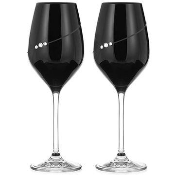 

Diamante sklenice na bílé víno Silhouette City Black s kamínky Swarovski 360 ml 2KS