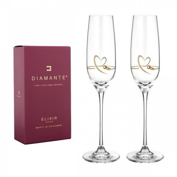 

Diamante Sklenice na šampaňské se Swarovski krystaly Heart of Gold 150 ml 2 ks