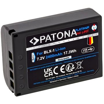 

PATONA baterie pro Olympus BLX-1 2400 Li-Ion Platinum USB-C nabíjení