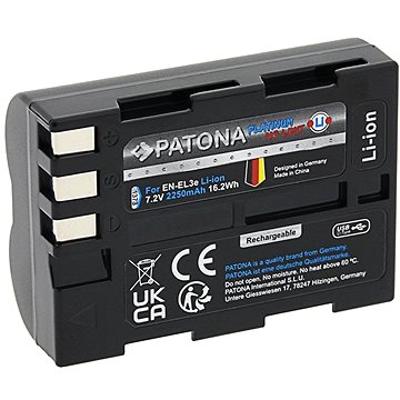 

PATONA baterie pro Nikon EN-EL3E 2250mAh Li-Ion Platinum USB-C nabíjení