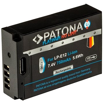 

PATONA baterie pro Canon LP-E12 750mAh Li-Ion Platinum USB-C nabíjení