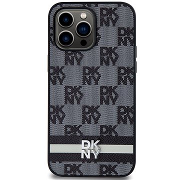 

DKNY PU Leather Checkered Pattern and Stripe Zadní Kryt pro iPhone 15 Pro Max Black