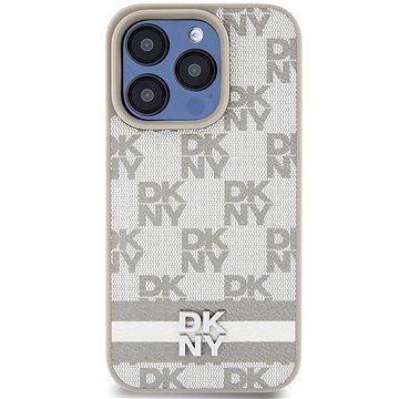 

DKNY PU Leather Checkered Pattern and Stripe Zadní Kryt pro iPhone 13 Pro Max Beige