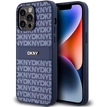 

DKNY PU Leather Repeat Pattern Tonal Stripe Zadní Kryt pro iPhone 14 Pro Blue