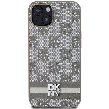 

DKNY PU Leather Checkered Pattern and Stripe Zadní Kryt pro iPhone 13 Beige