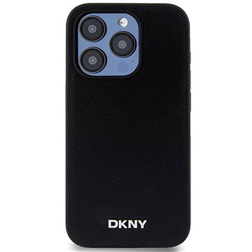 

DKNY PU Leather Silver Metal Logo Magsafe Zadní Kryt pro iPhone 15 Pro Max Black