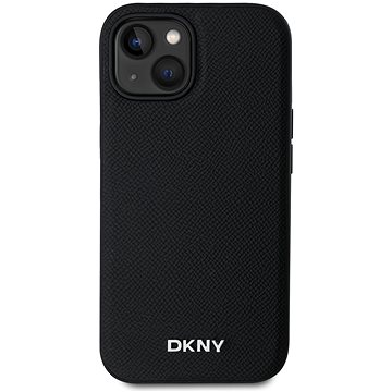 

DKNY PU Leather Silver Metal Logo Magsafe Zadní Kryt pro iPhone 15 Black