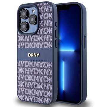 

DKNY PU Leather Repeat Pattern Tonal Stripe Zadní Kryt pro iPhone 14 Pro Max Blue