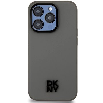 

DKNY PU Leather Stack Logo Magsafe Zadní Kryt pro iPhone 15 Pro Max Grey