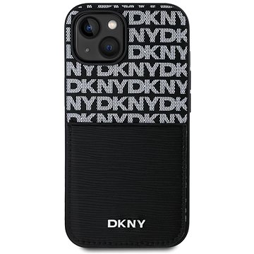 

DKNY PU Leather Repeat Pattern Card Pocket Zadní Kryt pro iPhone 15 Black