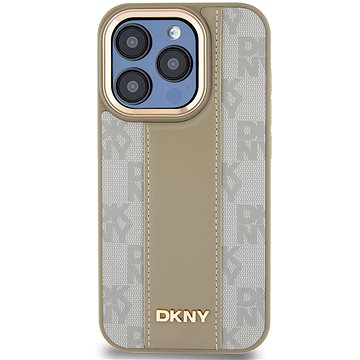 

DKNY PU Leather Checkered Pattern Magsafe Zadní Kryt pro iPhone 15 Pro Max Beige