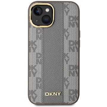 

DKNY PU Leather Checkered Pattern Magsafe Zadní Kryt pro iPhone 15 Beige
