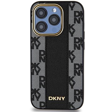 DKNY PU Leather Checkered Pattern Magsafe Zadní Kryt pro iPhone 15 Pro Black