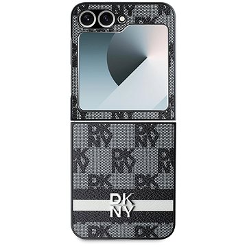 

DKNY PU Leather Checkered Pattern and Stripe Zadní Kryt pro Samsung Galaxy Z Flip6 Black