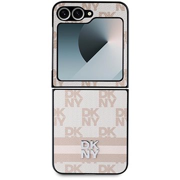 

DKNY PU Leather Checkered Pattern and Stripe Zadní Kryt pro Samsung Galaxy Z Flip6 Pink
