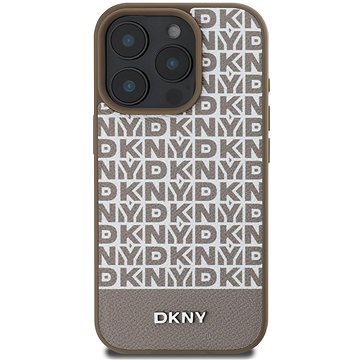 

DKNY PU Leather Repeat Pattern Bottom Stripe MagSafe Zadní Kryt pro iPhone 16 Pro Brown
