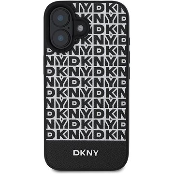 

DKNY PU Leather Repeat Pattern Bottom Stripe MagSafe Zadní Kryt pro iPhone 16 Black