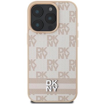 

DKNY PU Leather Checkered Pattern and Stripe Zadní Kryt pro iPhone 16 Pro Max Pink