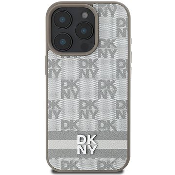 

DKNY PU Leather Checkered Pattern and Stripe Zadní Kryt pro iPhone 16 Pro Beige