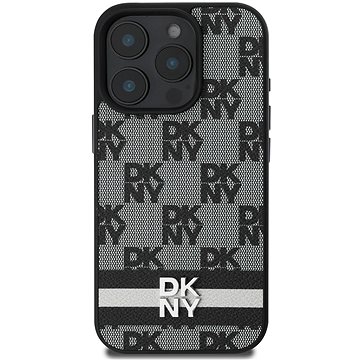 

DKNY PU Leather Checkered Pattern and Stripe Zadní Kryt pro iPhone 16 Pro Max Black