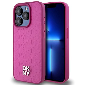 

DKNY PU Leather Repeat Pattern Stack Logo Magsafe Zadní Kryt pro iPhone 15 Pro Pink