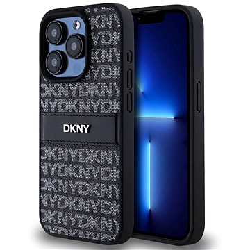 

DKNY PU Leather Repeat Pattern Tonal Stripe Zadní Kryt pro iPhone 15 Pro Max Black