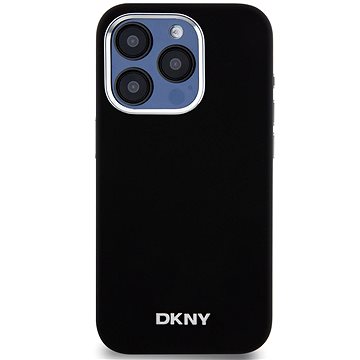 

DKNY Liquid Silicone Silver Metal Logo Magsafe Zadní Kryt pro iPhone 15 Pro Black