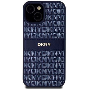 DKNY PU Leather Repeat Pattern Tonal Stripe Zadní Kryt pro iPhone 15 Blue