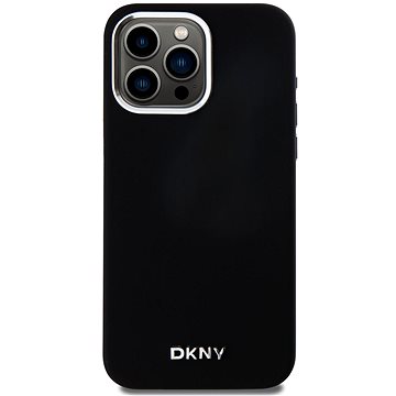 

DKNY Liquid Silicone Silver Metal Logo Magsafe Zadní Kryt pro iPhone 15 Pro Max Black