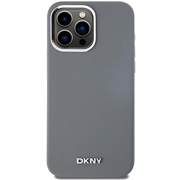 

DKNY Liquid Silicone Silver Metal Logo Magsafe Zadní Kryt pro iPhone 15 Pro Max Grey