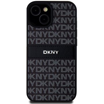 

DKNY PU Leather Repeat Pattern Tonal Stripe Zadní Kryt pro iPhone 15 Black