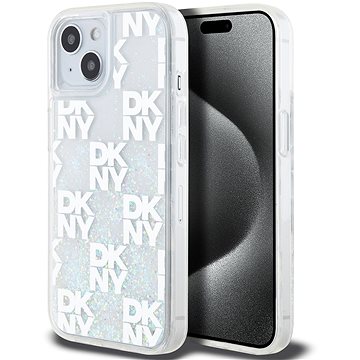 

DKNY Liquid Glitter Checkered Pattern Zadní Kryt pro iPhone 15 Transparent