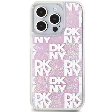 

DKNY Liquid Glitter Checkered Pattern Zadní Kryt pro iPhone 15 Pro Pink