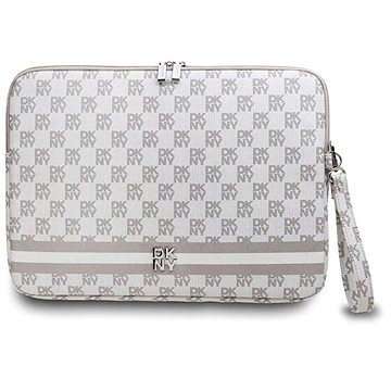

DKNY PU Leather Checkered Pattern and Stripe 13/14" Beige