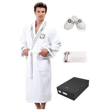 

Soft Cotton - Pánský župan Marine Man v dárkovém balení + ručník + papuče 42/44, bílá, XXL