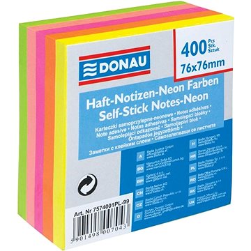 

DONAU 76 x 76 mm, 400 lístků, neonový