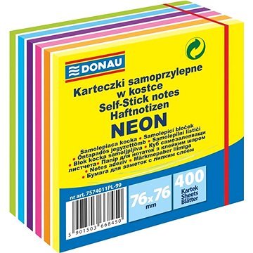 

DONAU 76 x 76 mm, 400 lístků, neon-pastelový